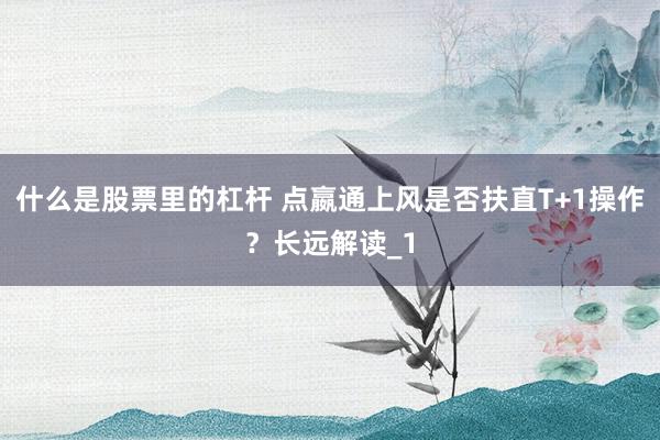 什么是股票里的杠杆 点嬴通上风是否扶直T+1操作？长远解读_1